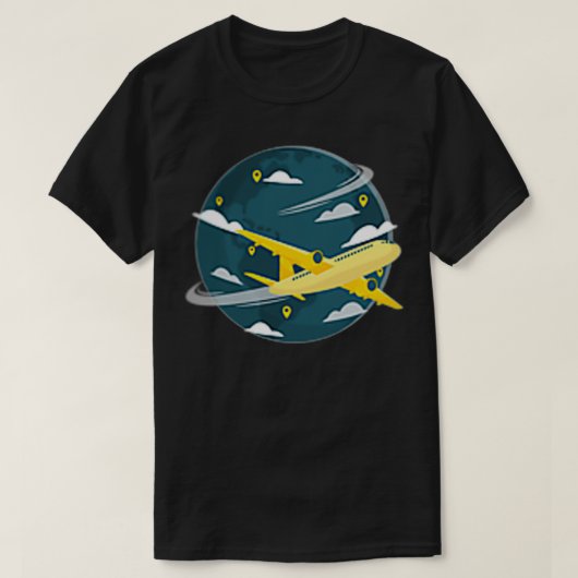 航空飛行機パイロット飛んでいる航空機乗務員 Tシャツ (デザイン正面)