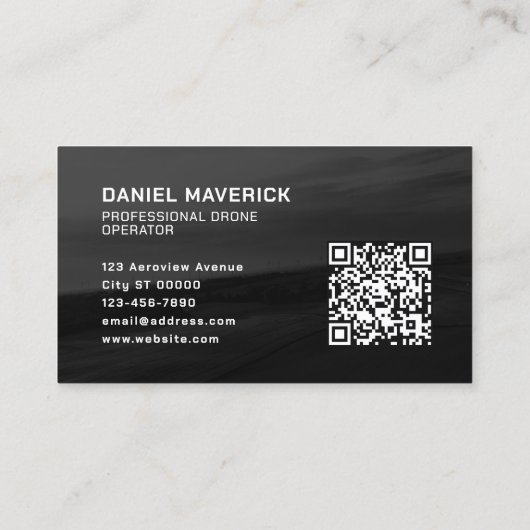 航空黒トーンドローンのロゴ 名刺 (裏面)