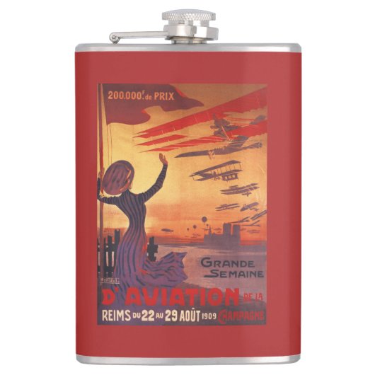 航空-女性の振るポスターのすばらしい週 フラスク (正面)