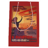 航空-女性の振るポスターのすばらしい週 ミディアムペーパーバッグ (裏面)