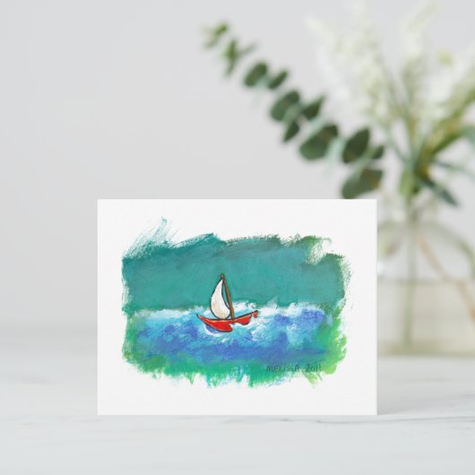 航行のおもしろいのオリジナルのボートの絵画のカラフルの芸術 招待状 (スタンド正面)