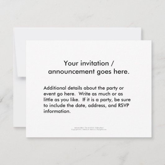 航行のおもしろいのオリジナルのボートの絵画のカラフルの芸術 招待状 (裏面)