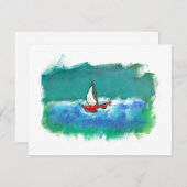 航行のおもしろいのオリジナルのボートの絵画のカラフルの芸術 招待状 (正面/裏面)