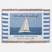 航行のカスタムなヨットの写真の航海のなストライプの スローブランケット (正面)