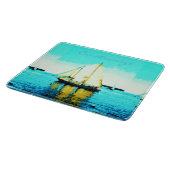 航行のスクーナー船のガラス青 カッティングボード (角)