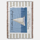 航行のストライプのなカスタムなヨットの写真航海のなタン スローブランケット (正面縦)