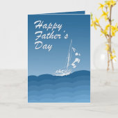 航行のヨットが付いている幸せな父の日カード カード (黄色い花)