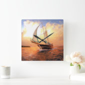 航行のヨット、航海のなテーマ スクエア壁時計 (ホーム)