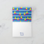 航行の帆ボートのかわいい春の第1誕生会 カード (内部)