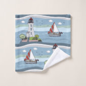 航行パターンタオルセット バスタオルセット (ウォッシュタオル)