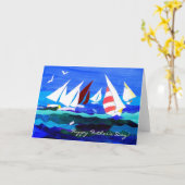 航行ボートの父の日カード カード (黄色い花)