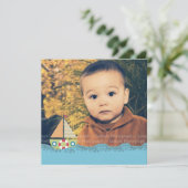 航行ボートの男の子の誕生会の写真の招待 招待状 (スタンド正面)