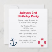 航行ボートの男の子の誕生会の写真の招待 招待状 (裏面)