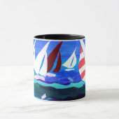 「航行ボート」の信号器のマグ マグカップ (中央)