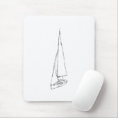 航行ボート。 白黒のスケッチ。 マウスパッド (マウス)