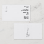 航行ボート。 白黒のスケッチ。 名刺 (正面/裏面)