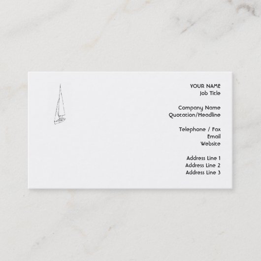 航行ボート。 白黒のスケッチ。 名刺 (正面)