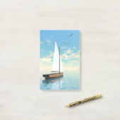 航行ボート- 3Dは描写します ポストイット (デスク上)