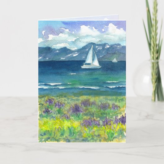 航行mountain湖のLupinesのハッピーバースデー カード (正面)