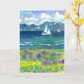 航行mountain湖のLupinesのハッピーバースデー カード (黄色い花)