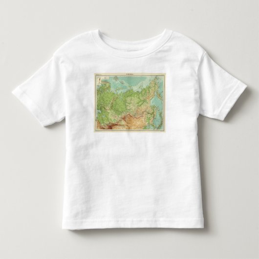 航路が付いているシベリアの地図 トドラーTシャツ (正面)