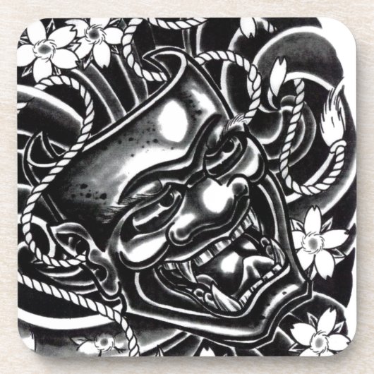 般若マスクタトゥーデザイン コースター (正面)
