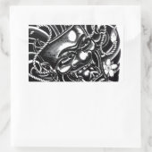 般若マスクタトゥーデザイン 長方形シール (バッグ)