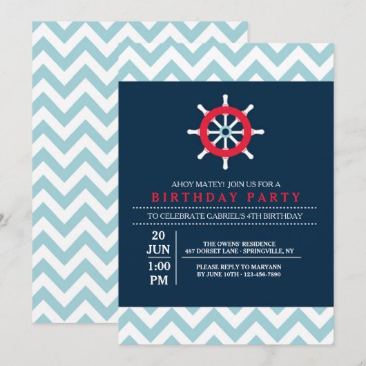 舵輪の招待状 招待状 (正面/裏面)