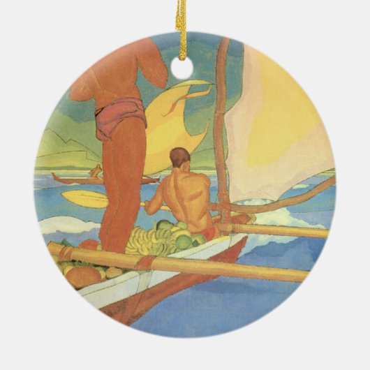 舷外浮材付きのカヌーの人-オーナメント セラミックオーナメント (裏面)