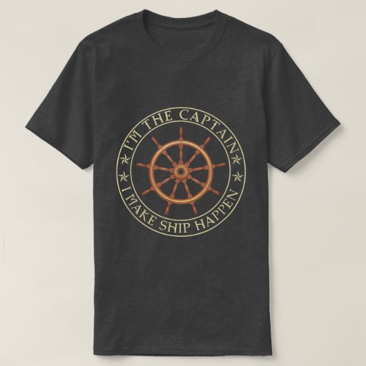 船おもしろいに乗せる船長がボアを起こす Tシャツ (デザイン正面)