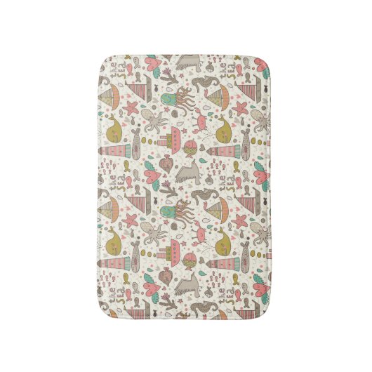 船おもしろい付き夏の模様 バスマット (正面縦)