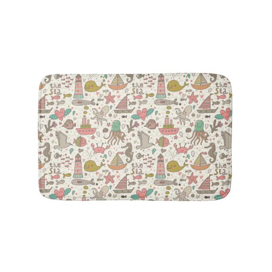 船おもしろい付き夏の模様 バスマット (正面)