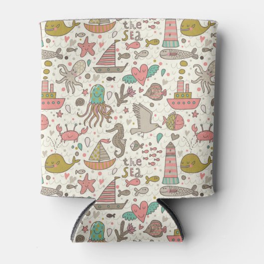 船おもしろい付き夏の模様 缶クーラー (正面)