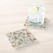 船おもしろい付夏模様 ガラスコースター (アングル)