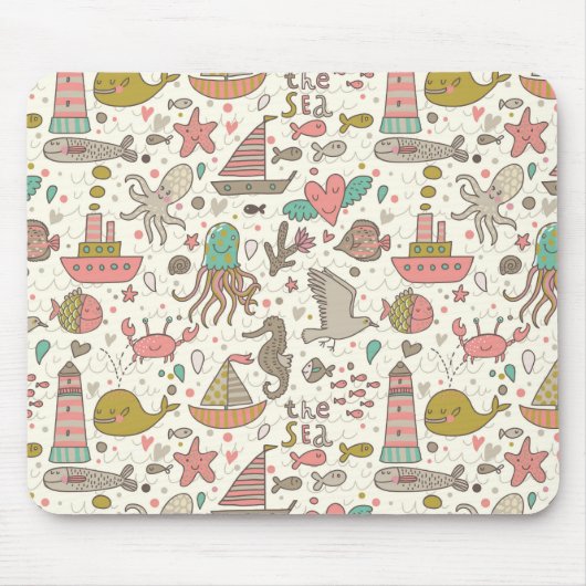 船おもしろい付夏模様 マウスパッド (正面)