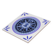 船およびコンパスの海兵隊員のヴィンテージデルフト青一見 タイル (側面)