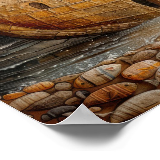 船お洒落フォーク美術油絵ポスター ポスター (角)