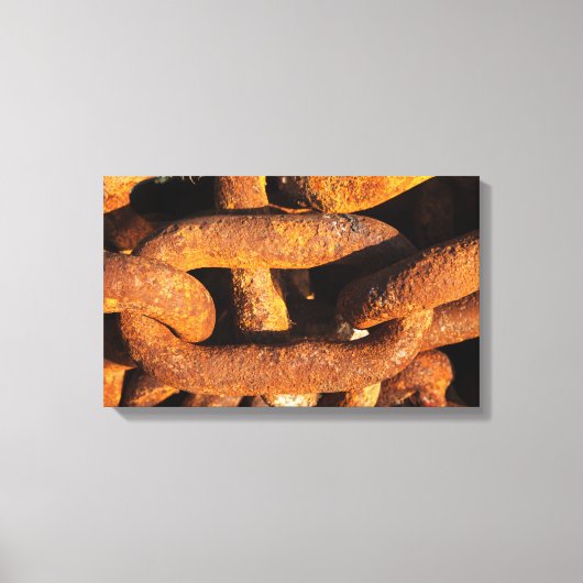 船からの大きな鉄のチェーンいかり キャンバスプリント (正面)