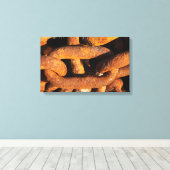 船からの大きな鉄のチェーンいかり キャンバスプリント (インサイチュ (ウッドフロア))