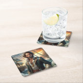 船からの海賊 スクエアペーパーコースター (インサイチュ)