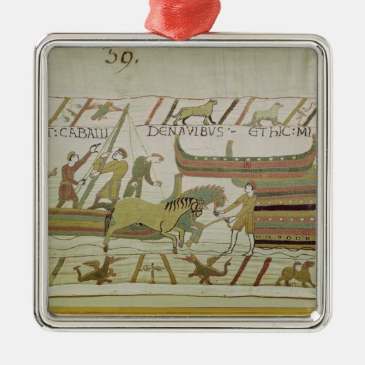 船からの馬の荷を下すこと メタルオーナメント (正面)