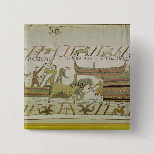 船からの馬の荷を下すこと 缶バッジ (正面)