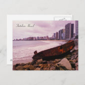 船がビーチに難破する。ブラジル，フォルタレザ ポストカード (正面/裏面)