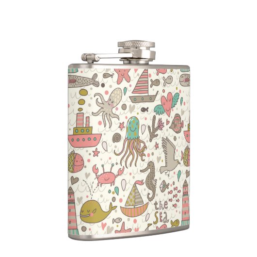 船が付いているおもしろいな夏パターン フラスク (右)