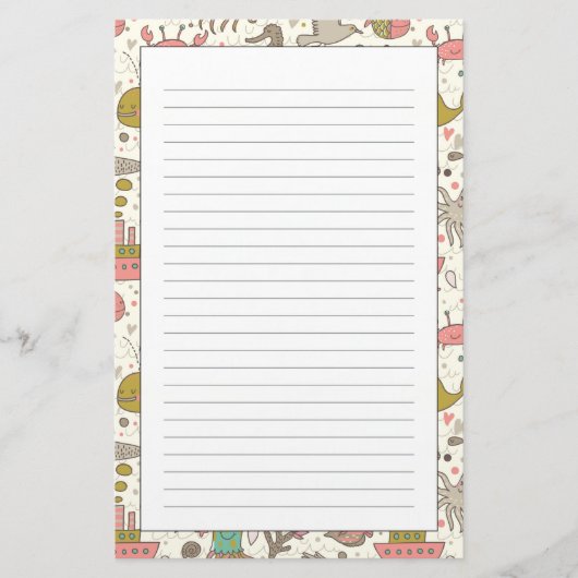 船が付いているおもしろいな夏パターン 便箋 (正面)