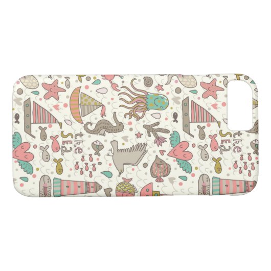 船が付いているおもしろいな夏パターン Case-Mate iPhoneケース (裏面(横))