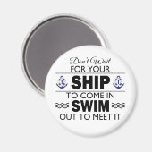 船が入港するのを待つ来な マグネット (正面/裏面)