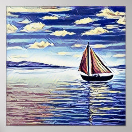 船が岸から遠くに離れる ポスター