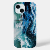 船が嵐の中で海に入る/ネイビーブルー Case-Mate iPhoneケース (裏面)
