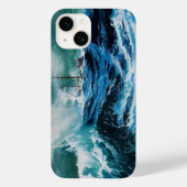 船が嵐の中で海に入る/ネイビーブルー Case-Mate iPhoneケース (裏面)